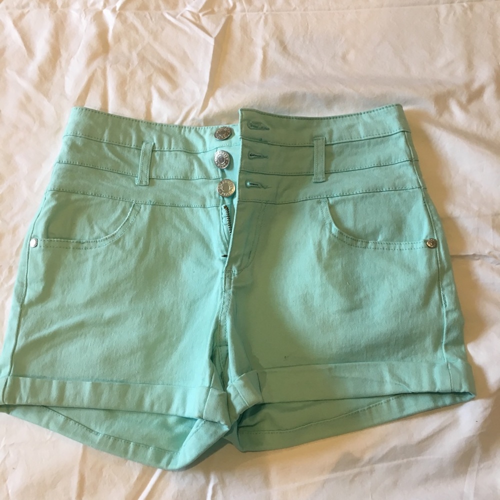 Turquoise jean shorts